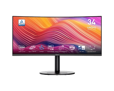 MSI - 34" Modern MD342CQP Curved Gaming Monitor, VA, 1mc, 120hz, UWQHD (3440x1440), HDMI+DP+TypeC, 