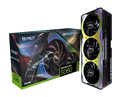 Palit - 16GB GeForce RTX5080 GAMEROCK OC GDDR7 256bit 3-DP HDMI (NE75080T19T2-GB2030G)