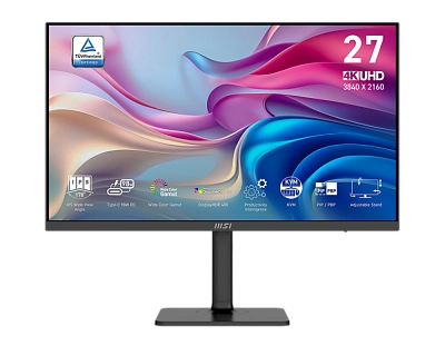 MSI - 27" Modern MD272UPHG 4K Monitor, IPS, 4mc, 60Hz, UHD (3840x2160), HDMI+DP+TypeC, KVM, HAS, Bla