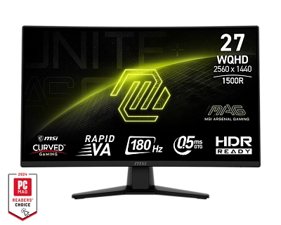 MSI - 27" MAG 274CQF Curved Gaming Monitor, VA, 0,5mc, 180hz, WQHD (2560x1440), HDMI+DP+TypeC, Black
