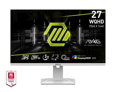 MSI - 27" MAG 274QRFW Gaming Monitor, IPS, 1mc, 180hz, WQHD (2560x1440), HDMI+DP, White 