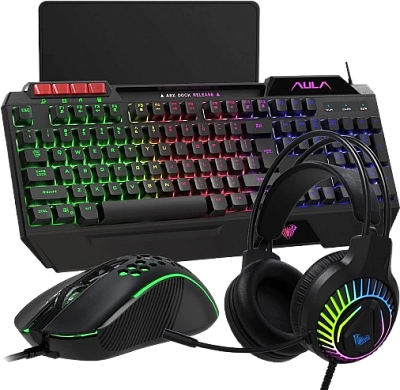 AULA T650 Игровой набор 4+1 (клавиатура, мышь, коврик, наушники) 